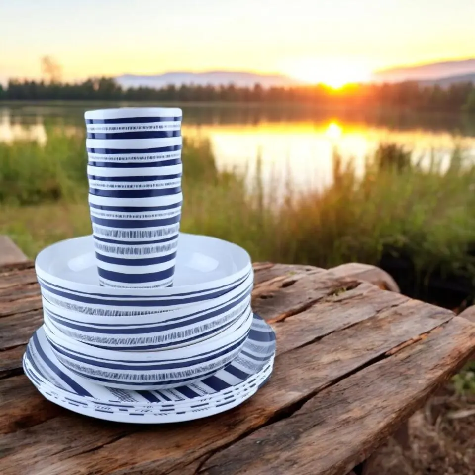 OTIX Serviessets 12 Delig STRIPES - BLUE