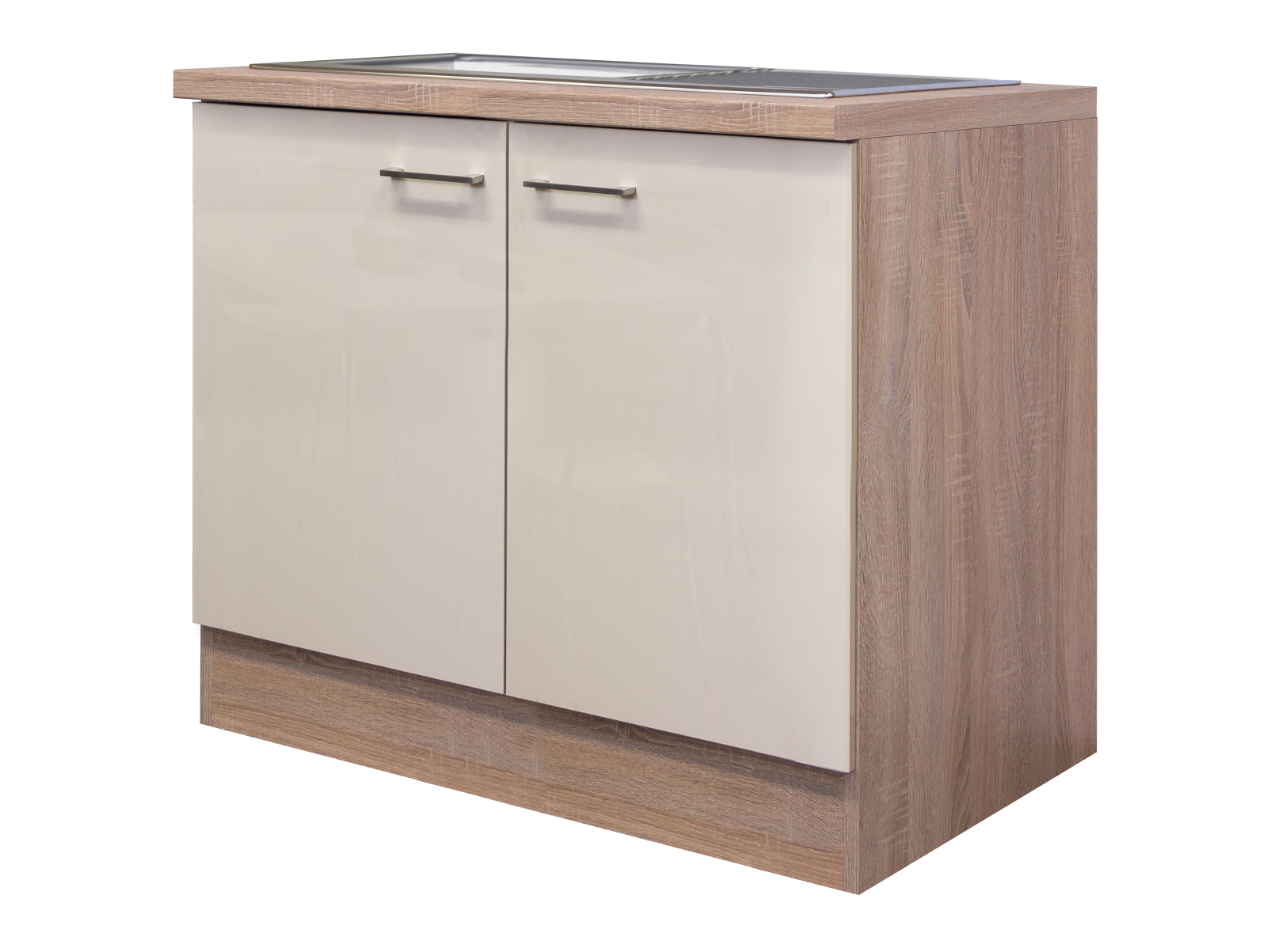 Spülenunterschrank NEPAL - Kaschmir Glanz-Sonoma Eiche - mit Spüle - 100 cm