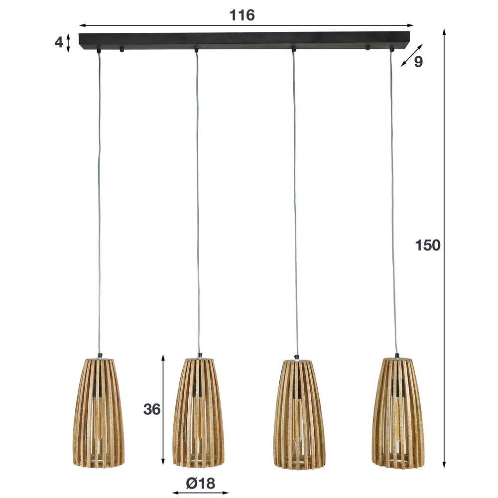 famlights | Feline hanglamp in natuurlijk licht E27 4-lichts
