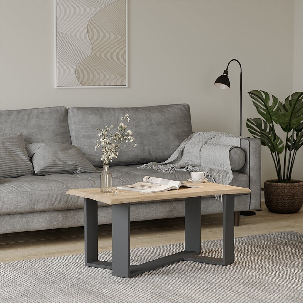 Vicco Couchtisch Sofatisch Beistelltisch Arne Baumkante Goldkraft/Anthrazit