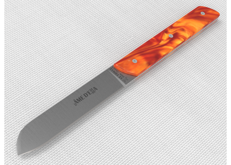 Service de 6 couteaux de table avec un manche en Madreperlato Orange et lame en acier inoxidable