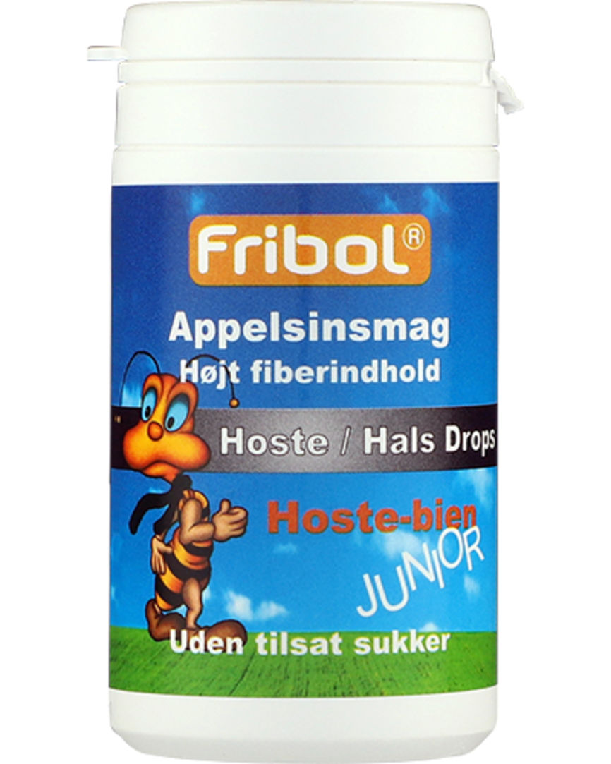 Fribol Junior Hoste/Hals Appelsin drops u/sukker 60 g