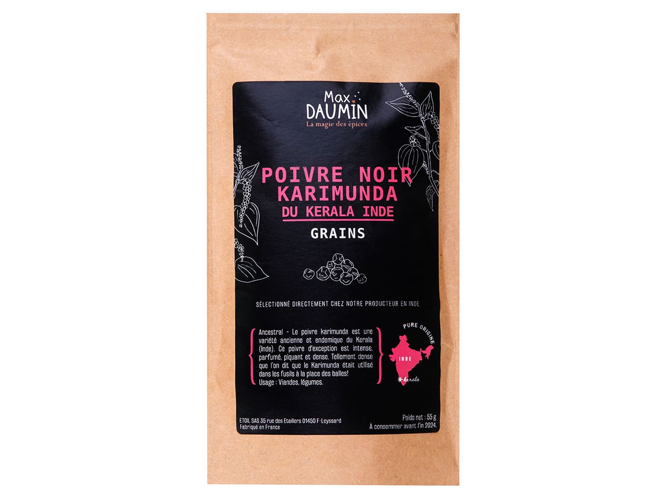 Poivre noir Karimunda - 55 g - Max Daumin