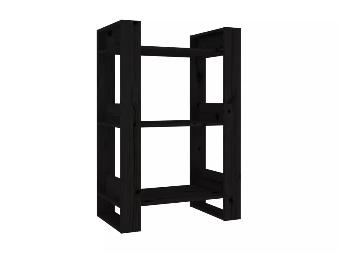 Bibliothèque/Séparateur de pièce Noir 60x35x91 cm Pin solide