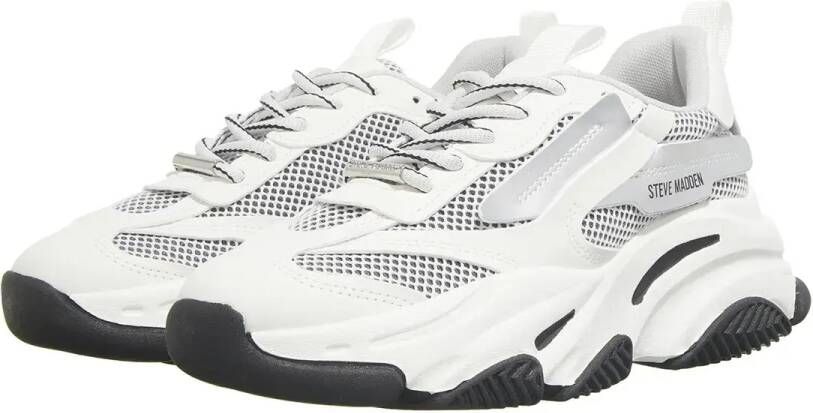Steve Madden Witte Mesh Sneakers met Zilver en Wit Overlays White Dames
