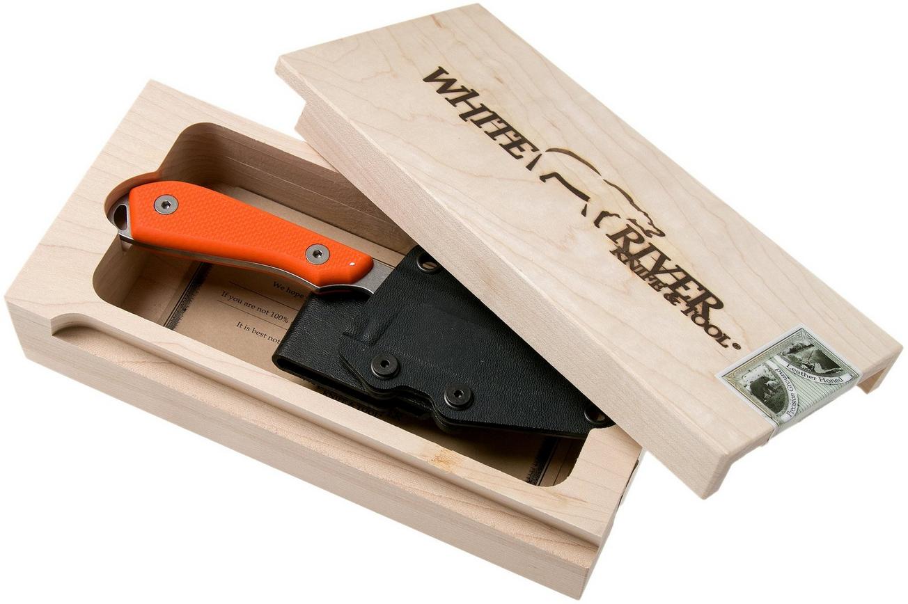 White River Knives M1 Backpacker Pro Orange G10 vaststaand mes, Kydex schede