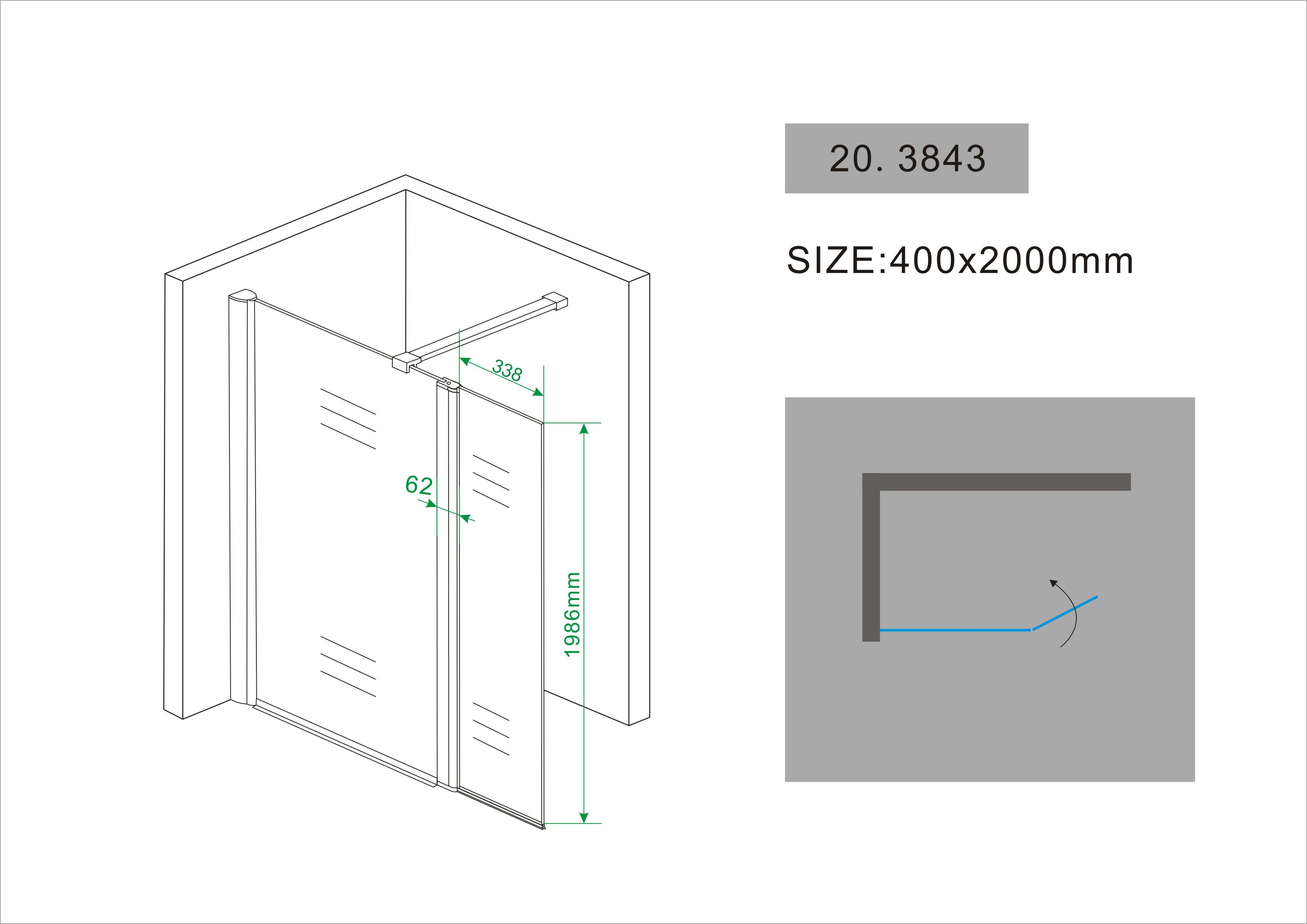 Mueller Augsburg draaibare douchewand 40x200cm Anti-kalk