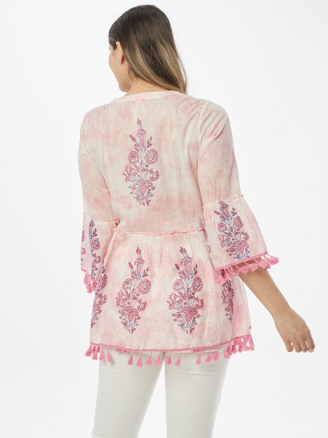Tunika mit Batik Rosen Druck