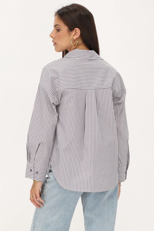 Paars-witte blouse pinstripe