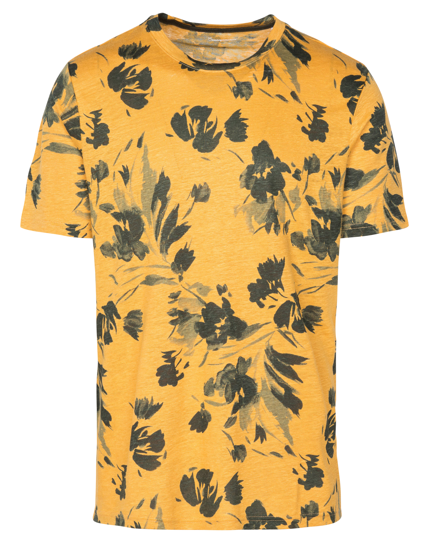 ALDER - Tee-shirt col rond regular fit imprimé en lin biologique | Orange