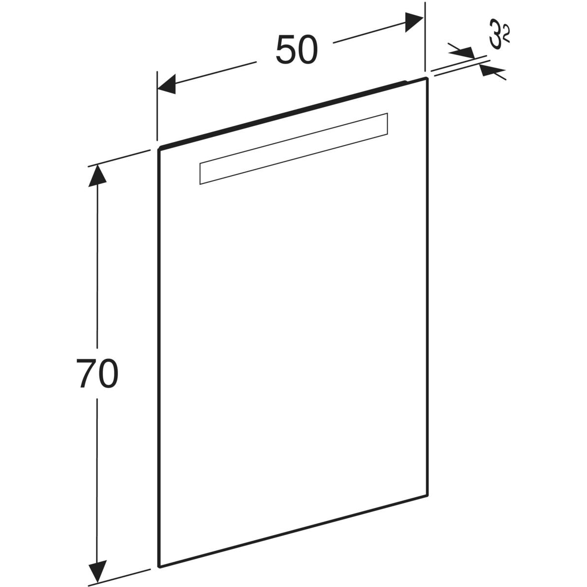 Geberit Option rechthoekige spiegel met verlichting 50x70cm