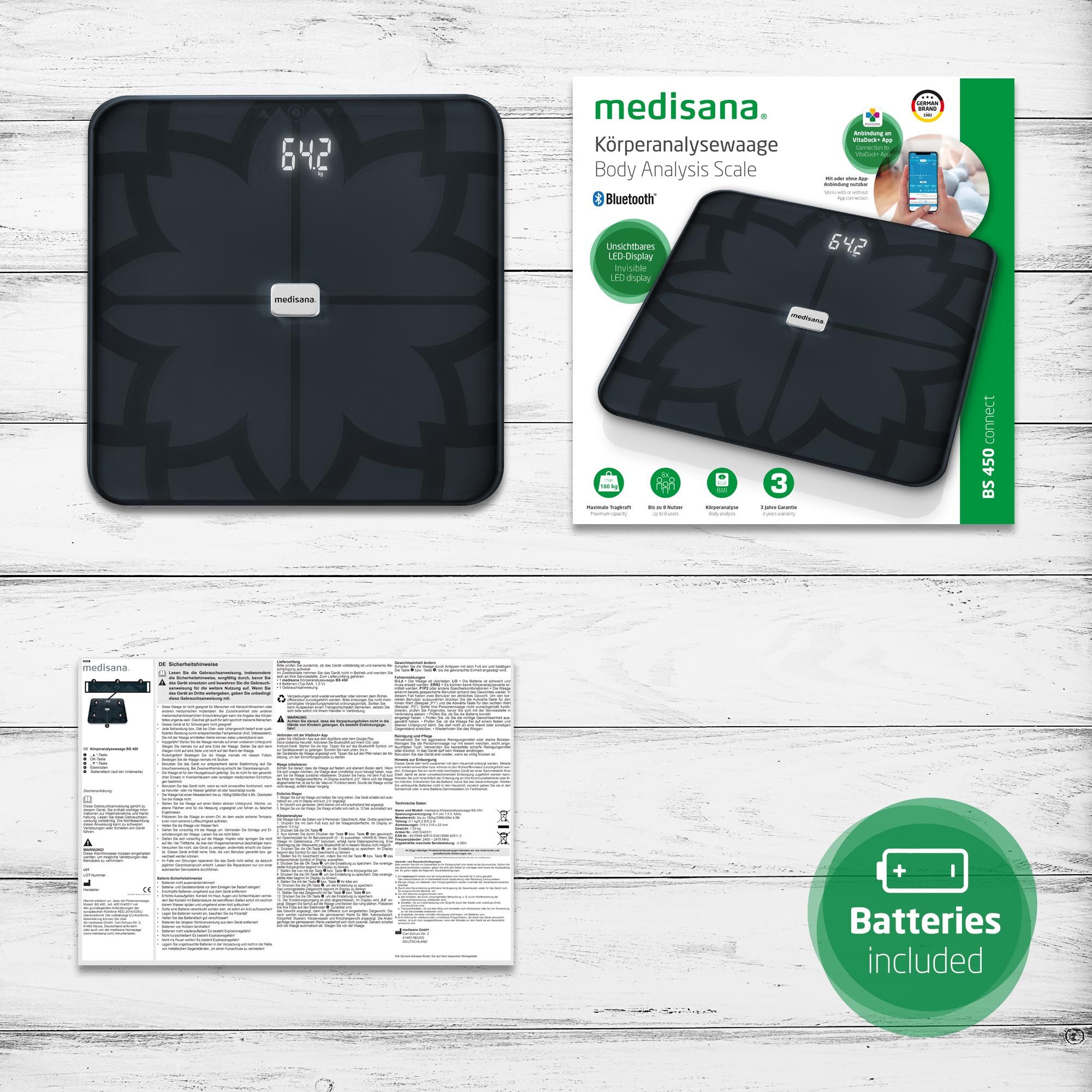 medisana BS 450 connect Körperanalysewaage mit Smartphone App