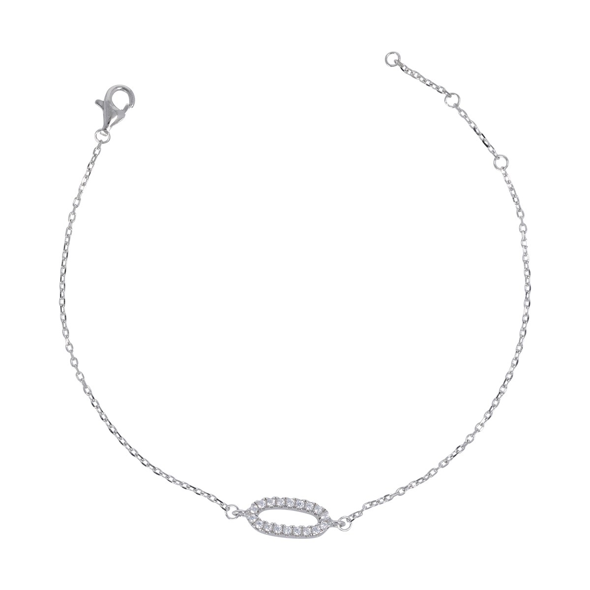 Bracelet argent rhodié réglable 16cm + 3cm avec cz 1.50grs