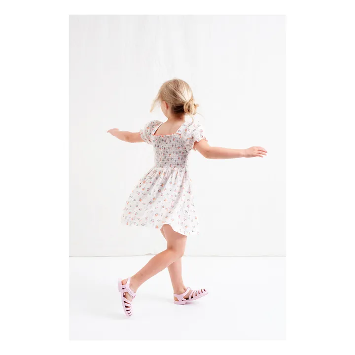 Tocoto Vintage Robe Carreaux à Fleur | Blanc