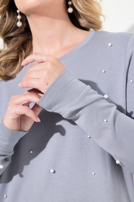 Sweatshirt, Zierperlen, Langarm