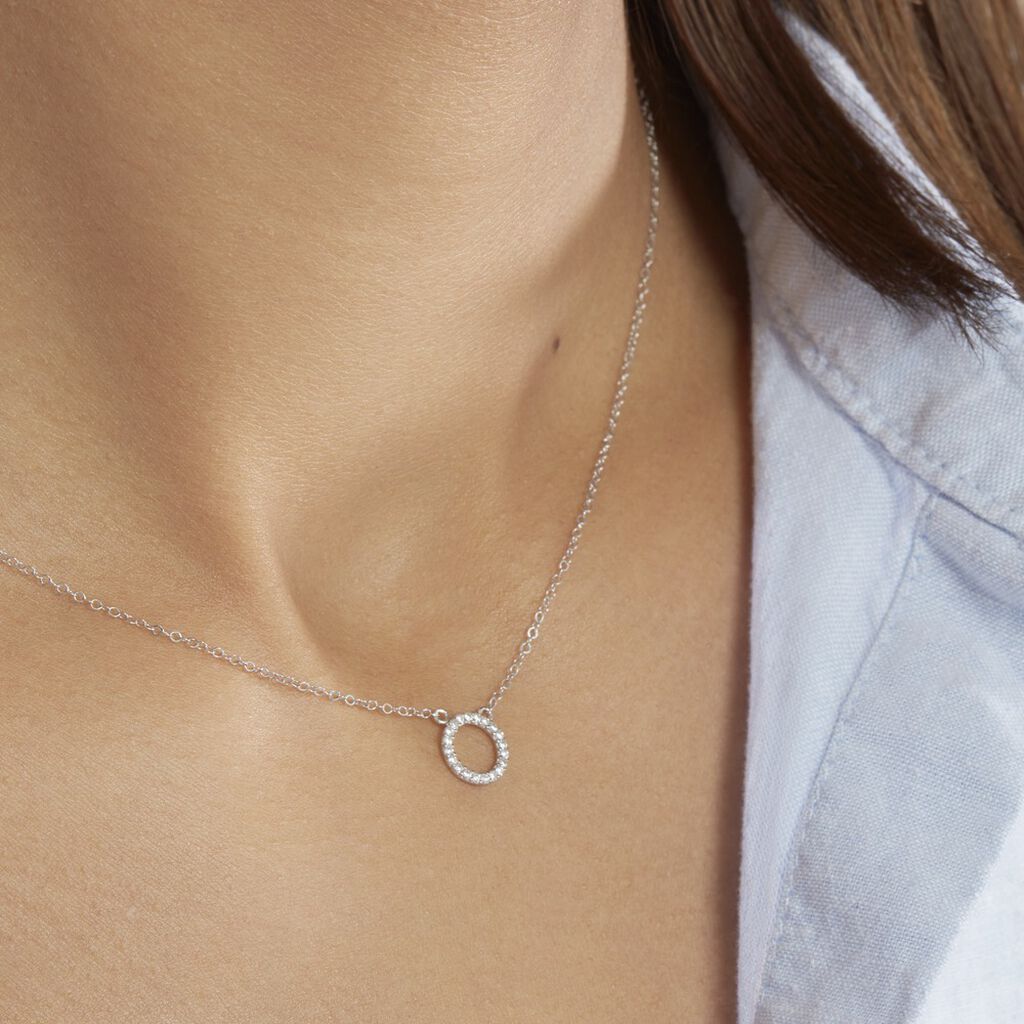 Collier Lim Or Blanc Oxyde De Zirconium