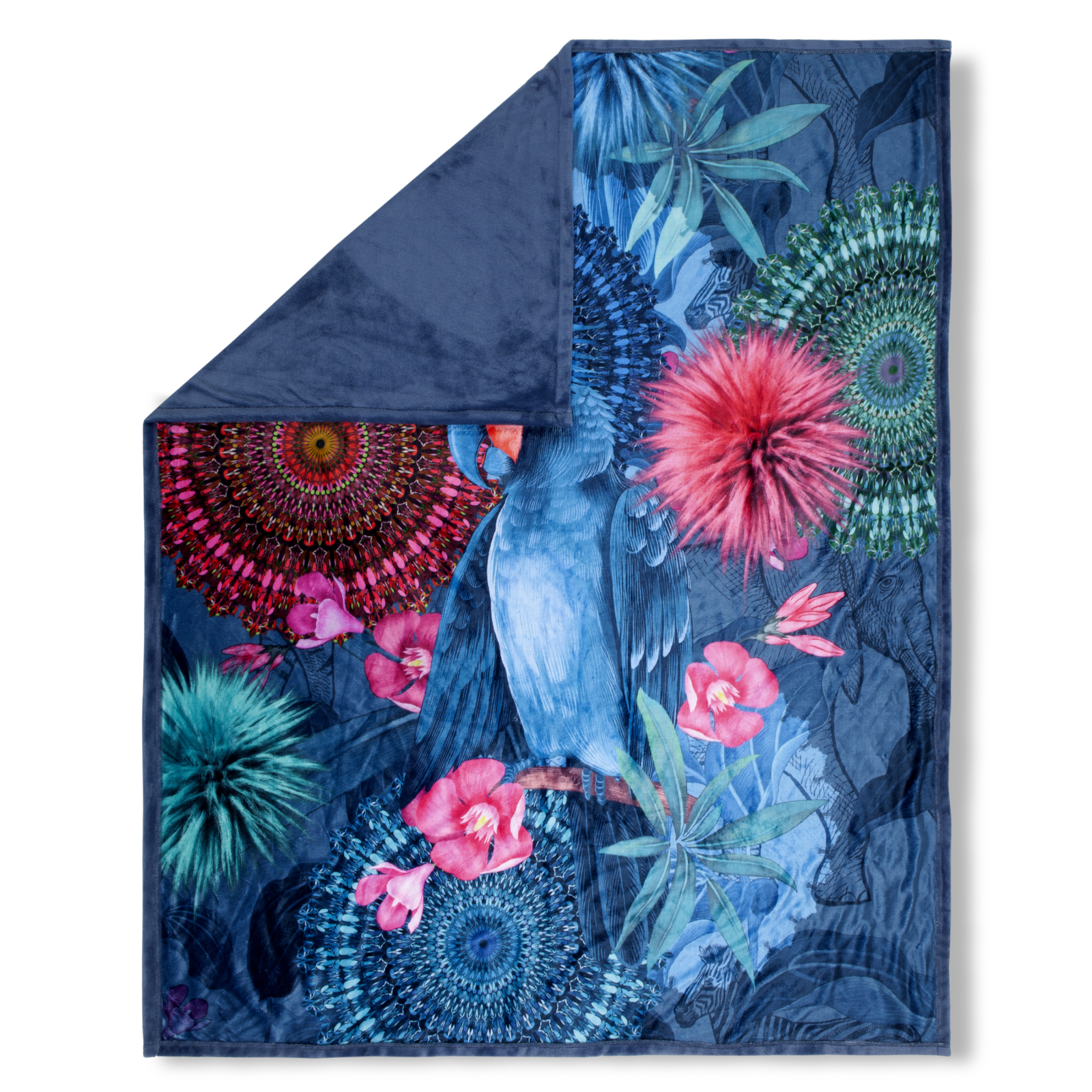 Wohndecke - blau-bunt - floral - 130x160 cm