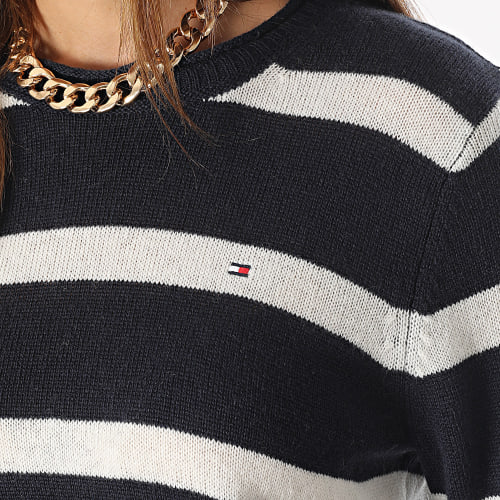 Pull Femme Soft 0264 Bleu Marine Blanc