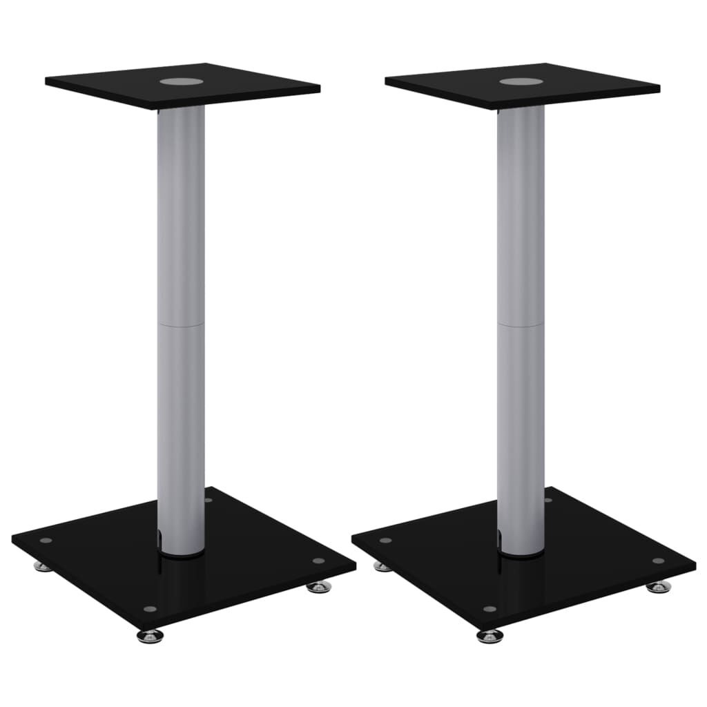 vidaXL Speakerstandaards, 2 stuks, zwart en zilver, gehard glas
