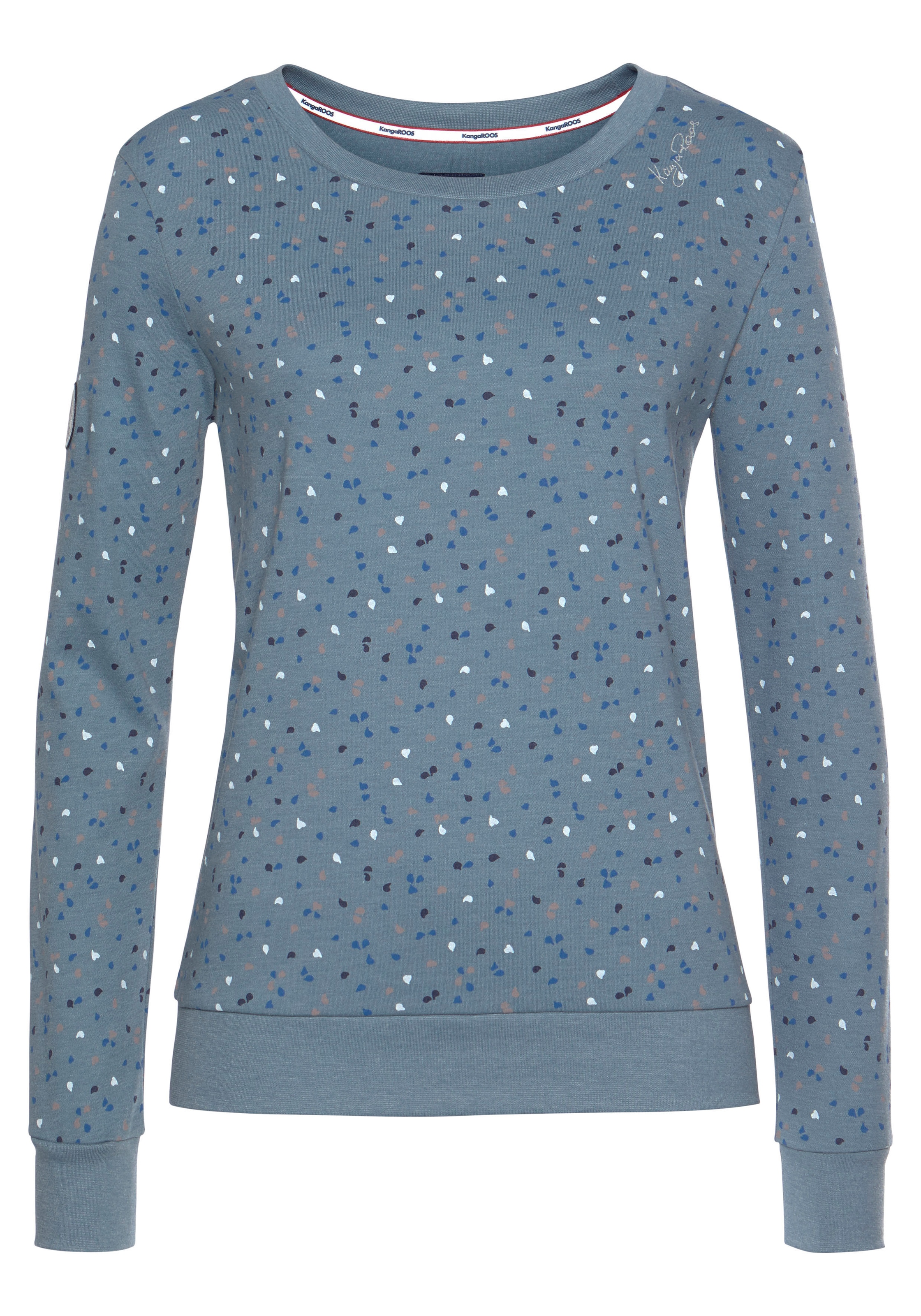 KangaROOS Sweatshirt , Langarm,  bedruckt,  Rundhalsausschnitt,  aus Interlockmaterial