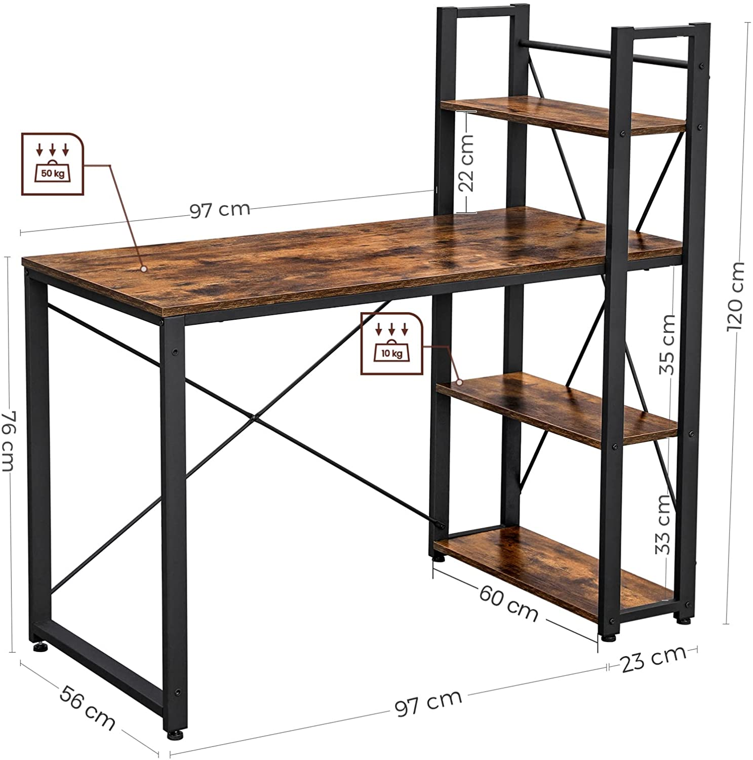 Computerbureau met legplanken Indusign Computerbureau met legplanken rechts of links Indusign #1