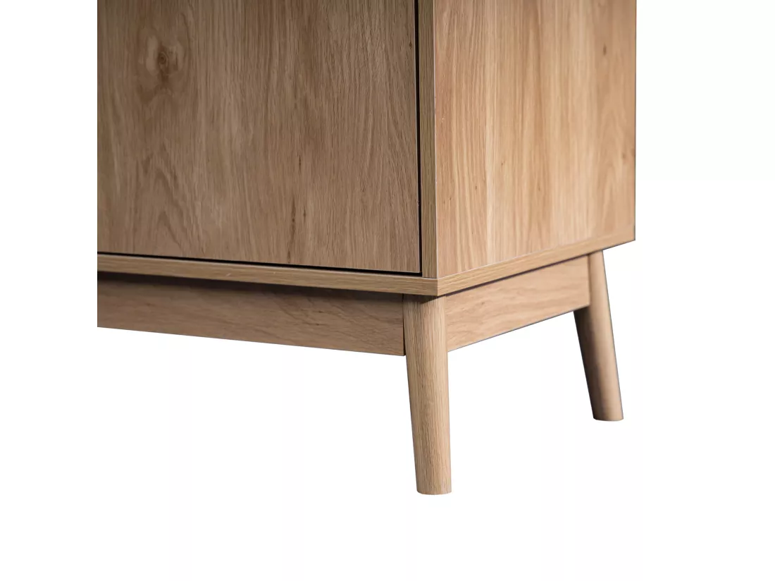 Meuble TV Buffet Bas en Bambou Mdf 2 Portes Étagères pour Salon