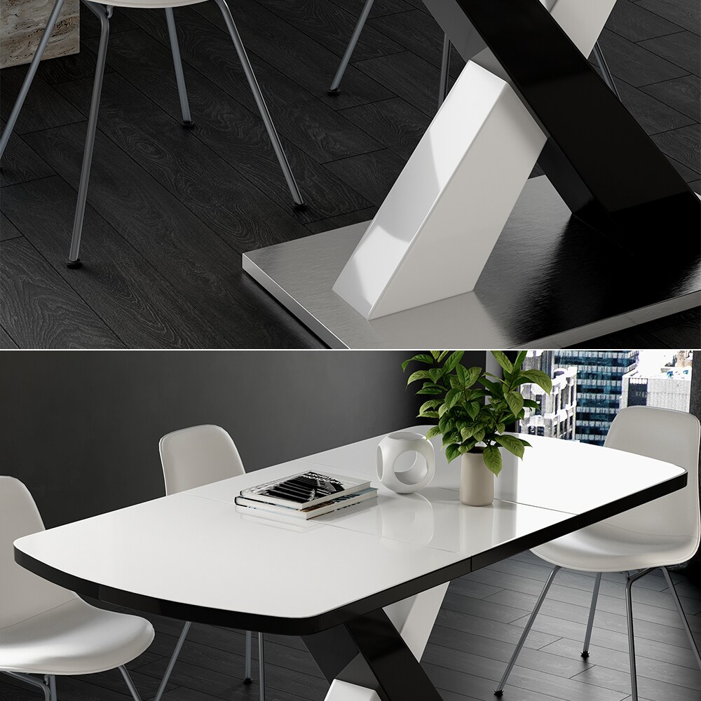 Vicco Esstisch Chinto Schwarz Weiß Hochglanz 120 x 80 cm