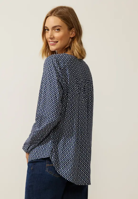Bluse mit Minimalprint - deep blue
