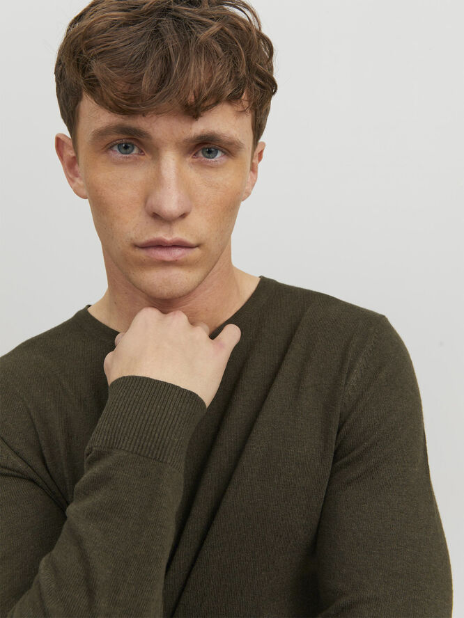 Jack & Jones JJEEMIL KNIT CREW NECK NOOS Olive night/melange