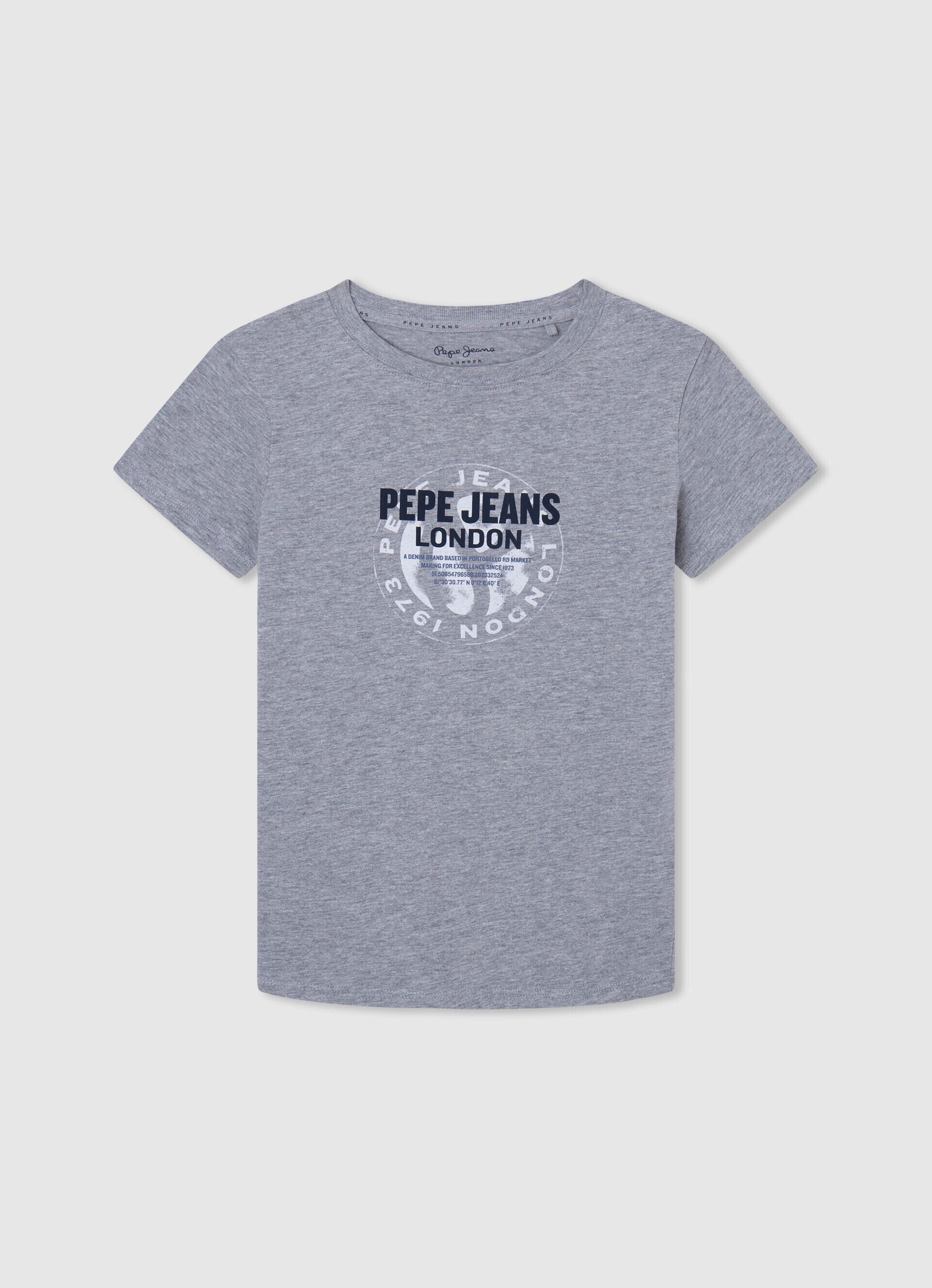 Camiseta de algodão com logotipo estampado - cinza mesclado