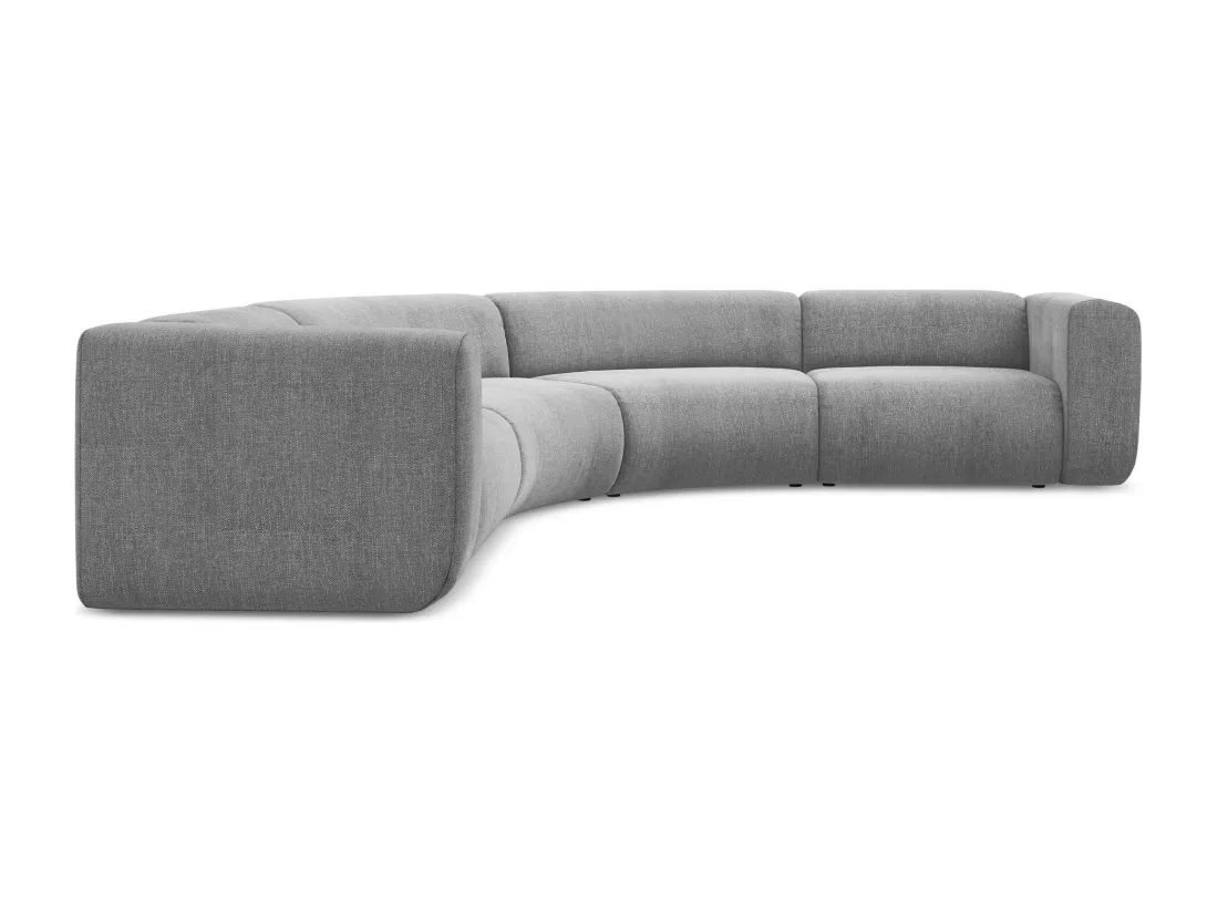 Canapé d'angle modulable en tissu chenille - gris clair - EKAHI