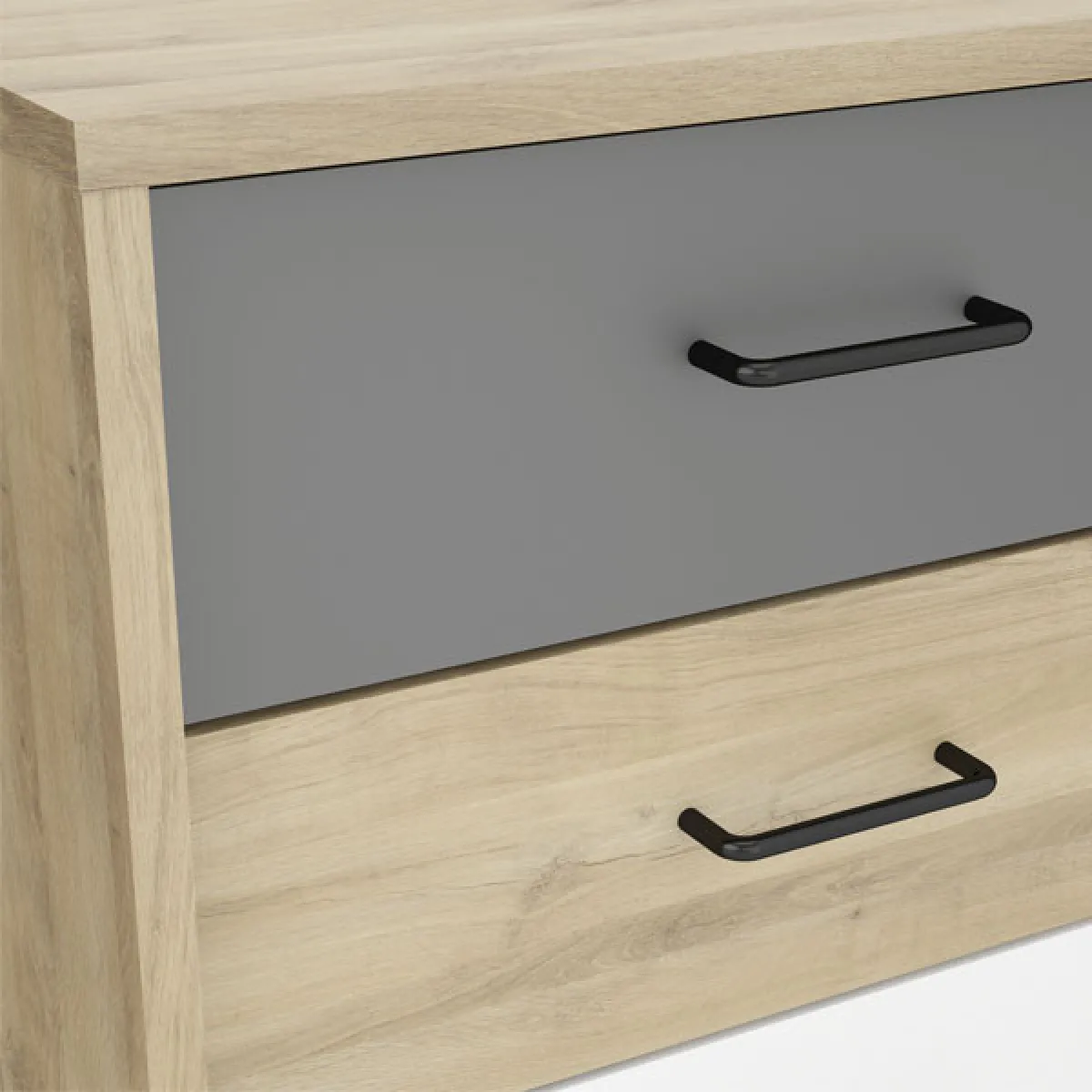 Dansmamaison Table de chevet 3 tiroirs - Chêne/Blanc/Gris