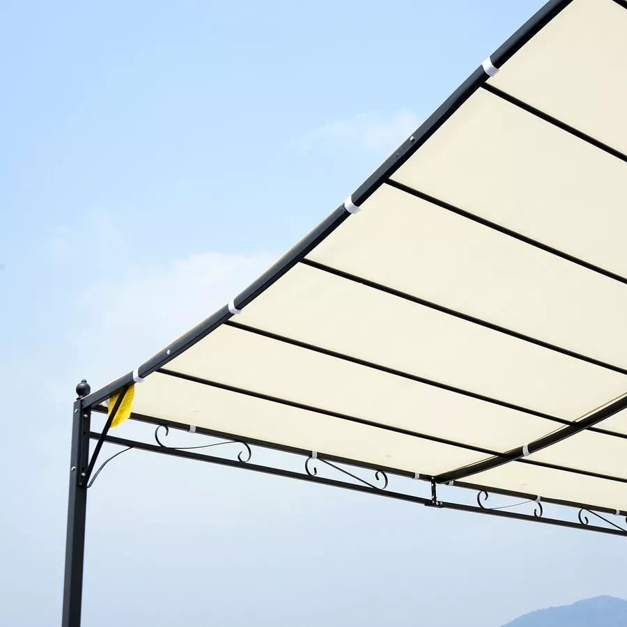 Outsunny Gartenpavillon mit geschwungenem Dach cremeweiß, schwarz
