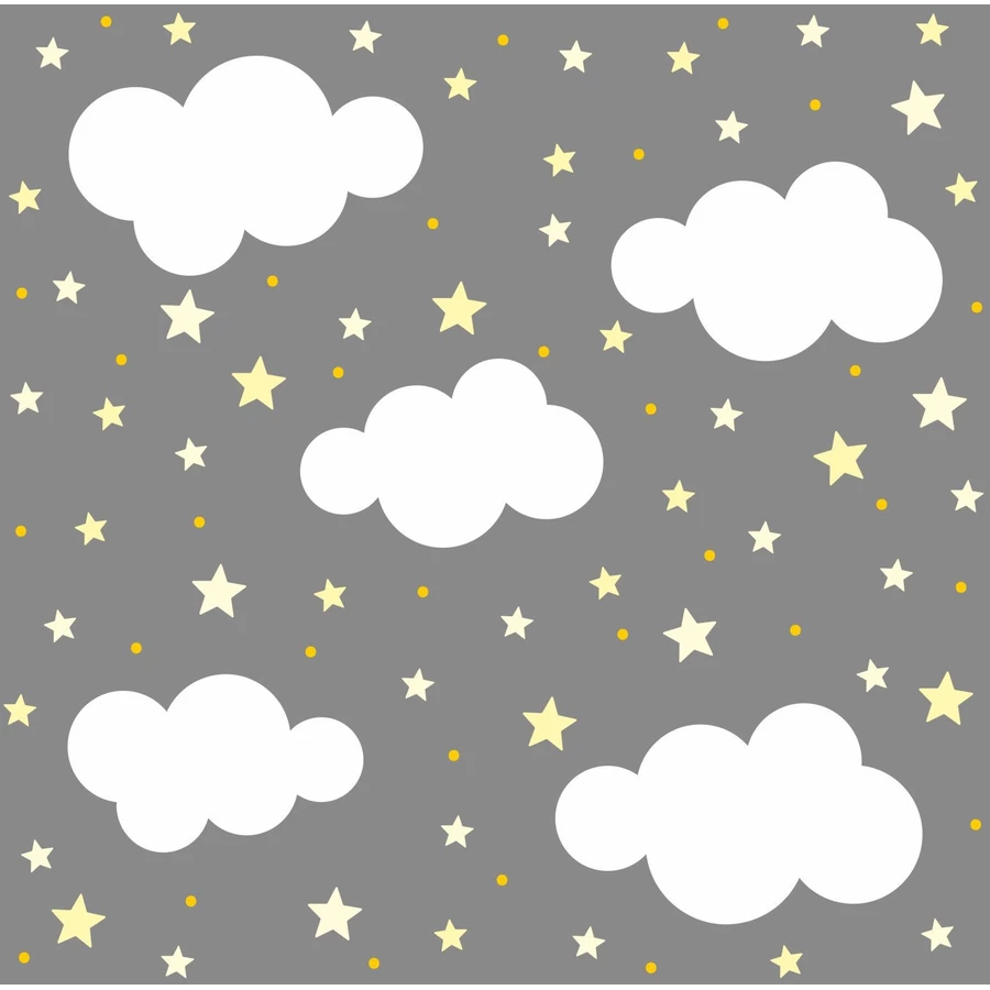 Nikima Wandtattoo 140 Wolken, Sterne und Punkte Set gelb weiß - 87 Stück in 6 vers. Größen gelb