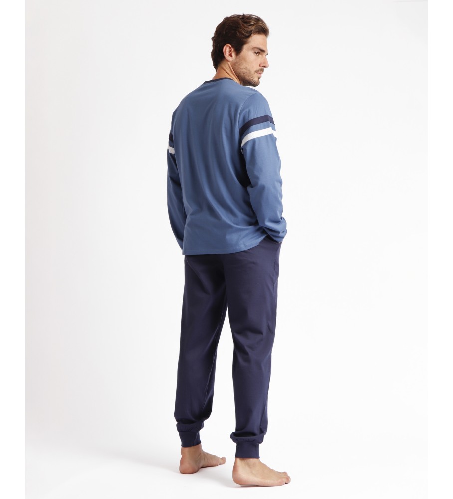 Lois Pijama Manga Larga Moldura azul