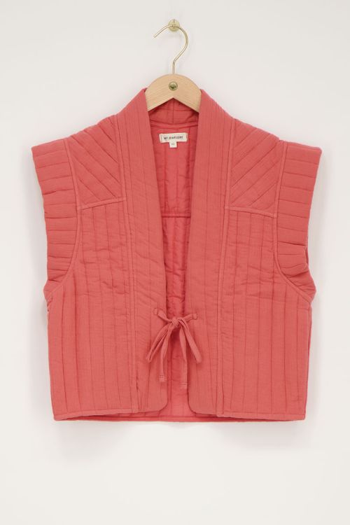 Koraal-roze gilet met strikje