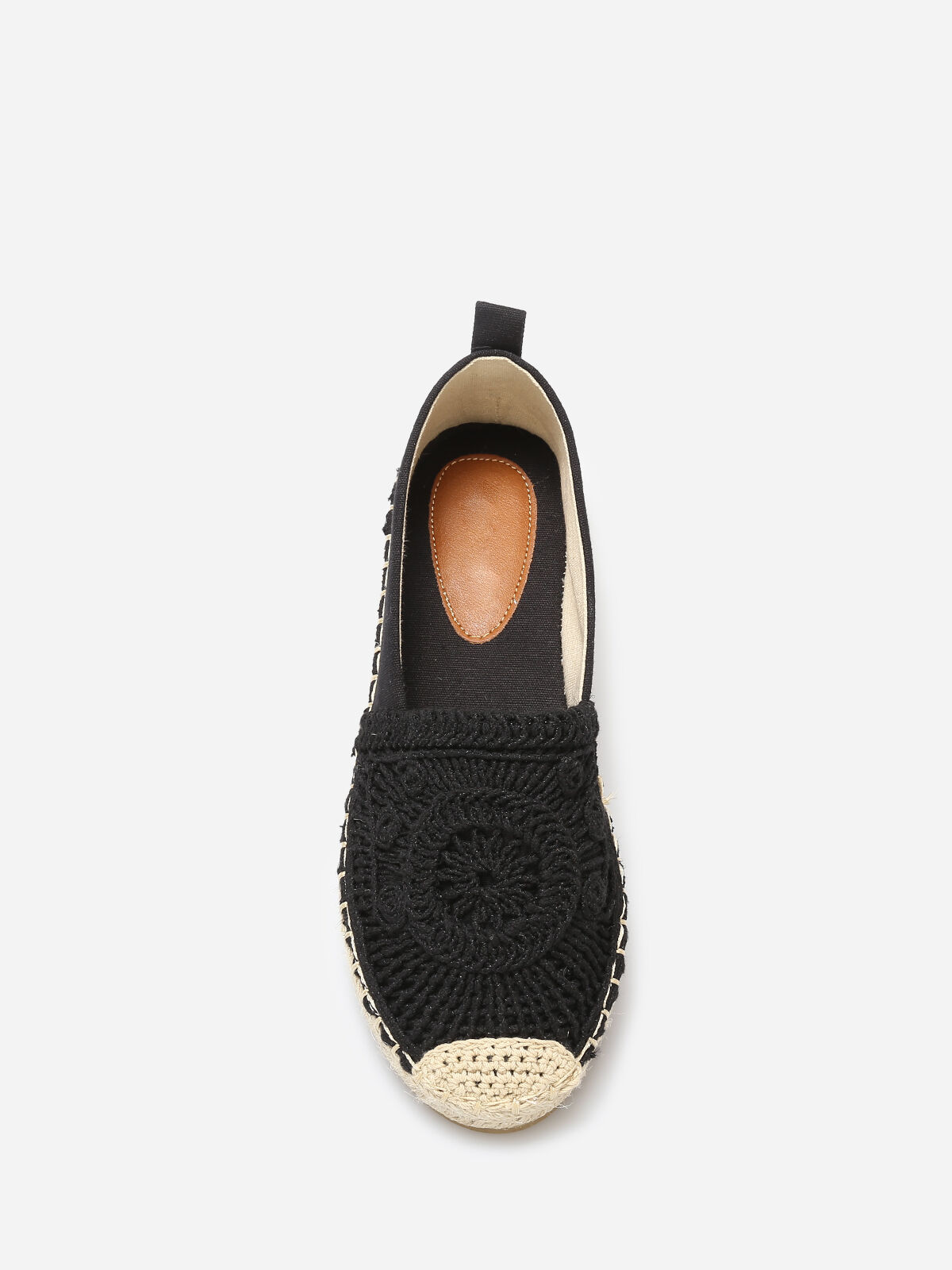 Espadrilles en tissu et crochet- Noir