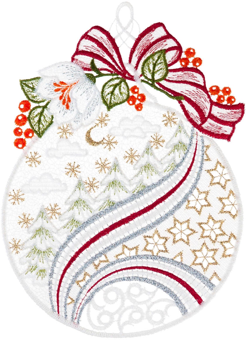 W. Reuter & Sohn - Plauener Spitze® Fensterbild »Weihnachtskugel« Made in Germany