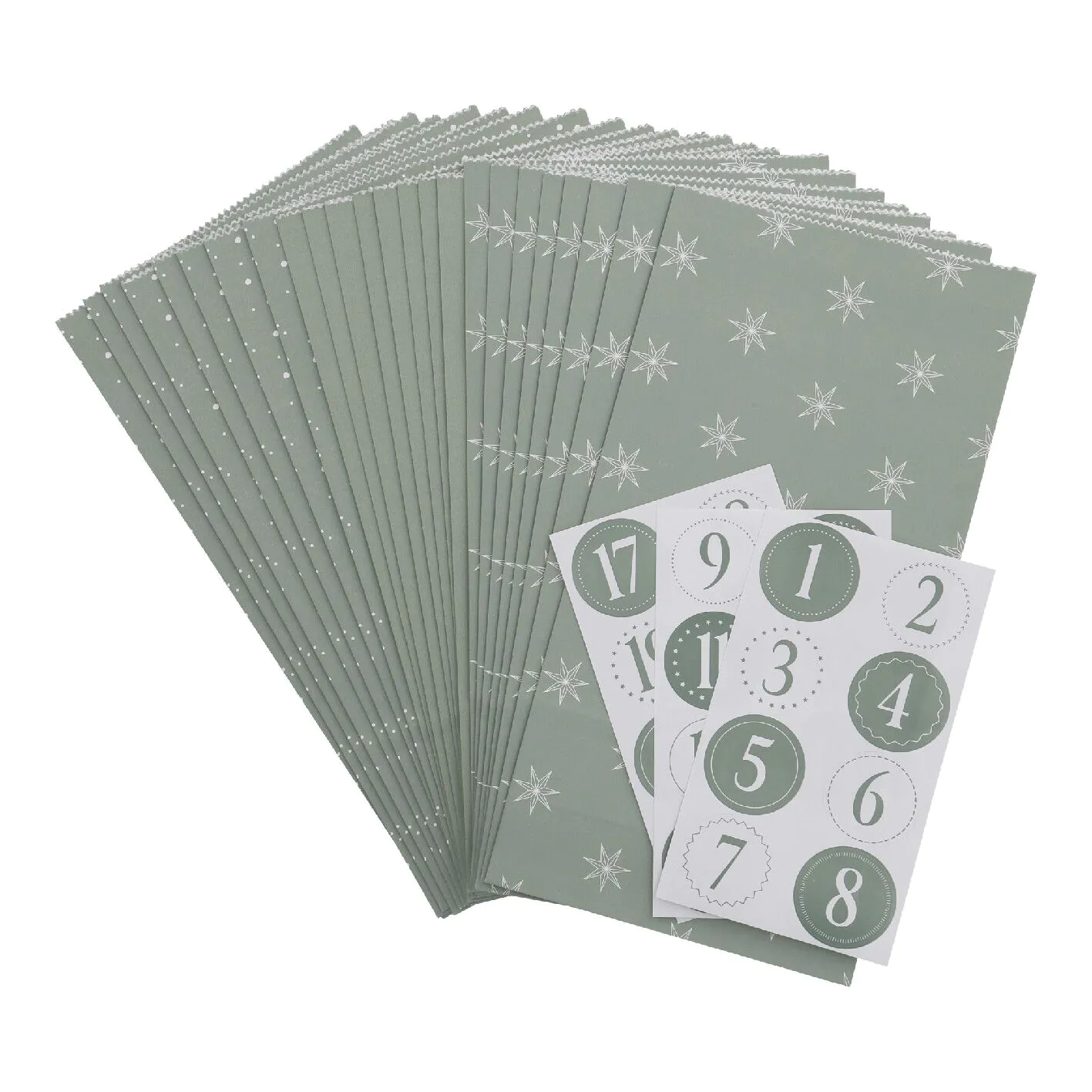 Adventskalender Tüten Set & Sticker (salbei/weiß) kaufen