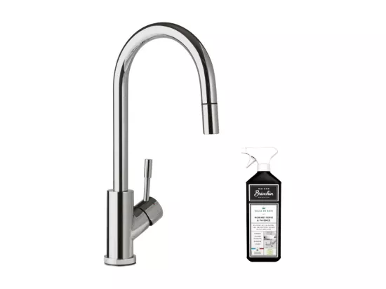 Robinet cuisine VILLEROY ET BOCH Umbrella flex acier massif poli + nettoyant
