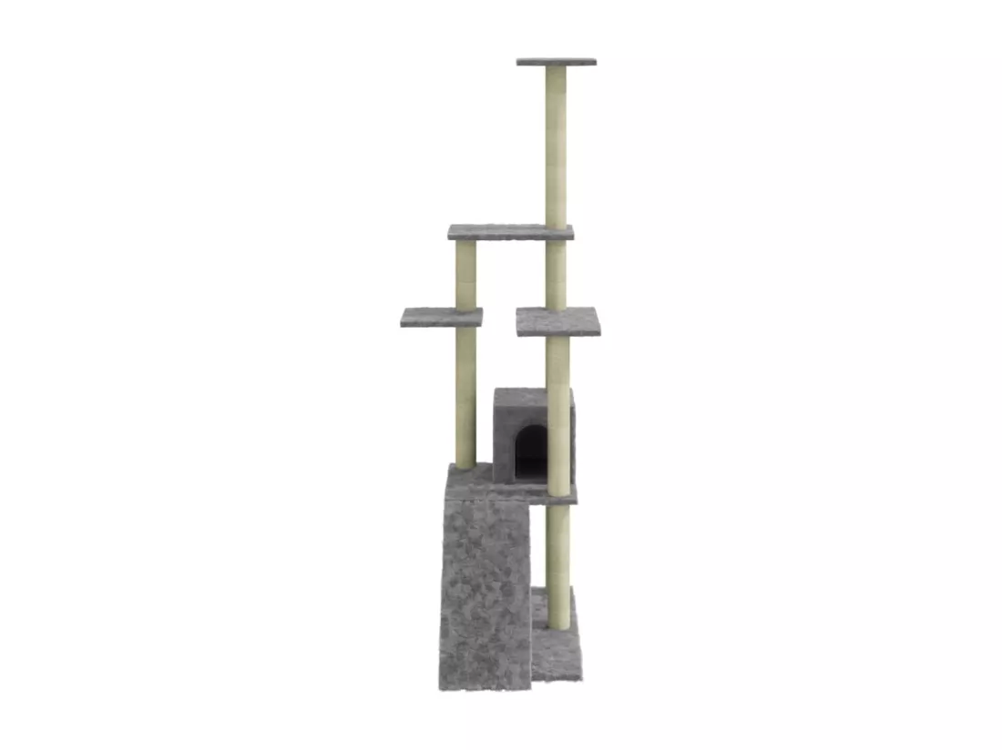 Arbre à chat avec griffoirs en sisal Gris clair 155 cm