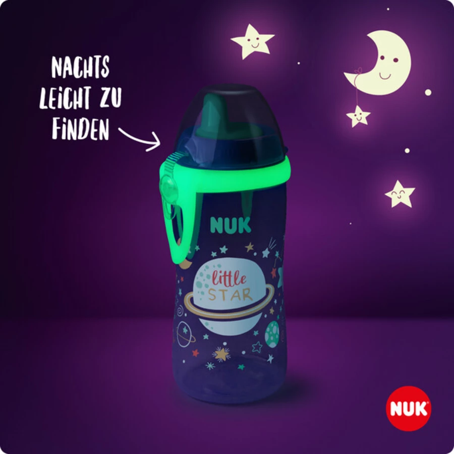 NUK Trinkflasche Kiddy Cup Night 300 ml, violett