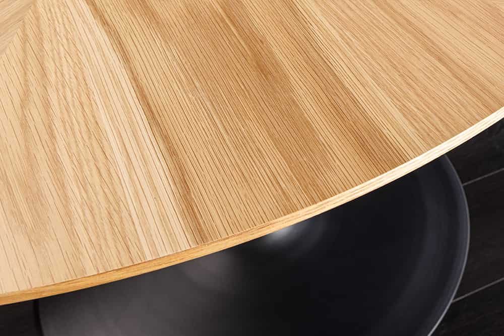 Runder Esstisch ATELIER 120cm natur Eiche schwarz Metall Säulenfuß
