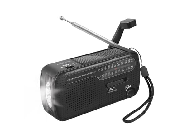 Logilink dynamo håndsveiv radio med solcellepanel og lommelykt