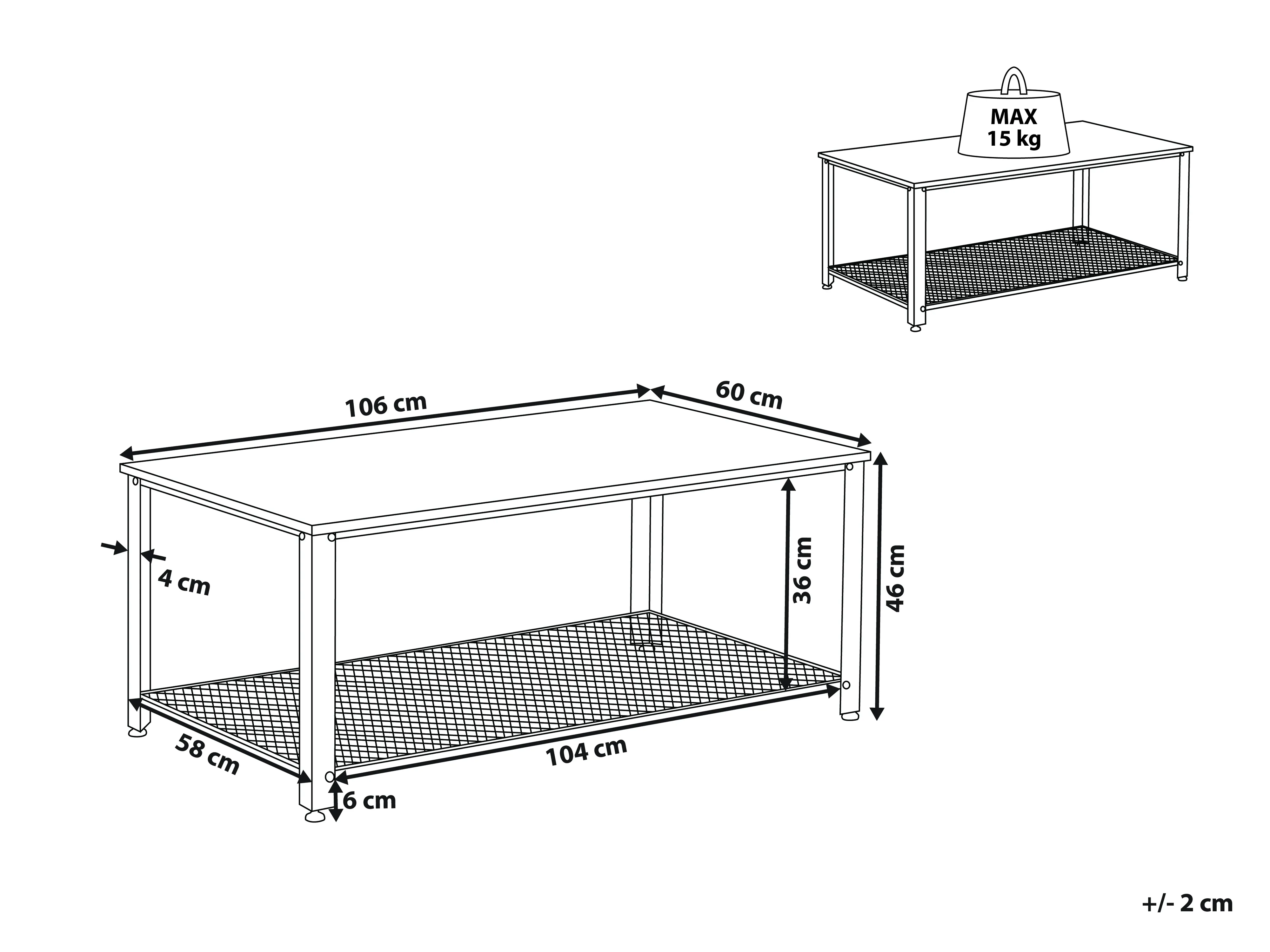 Salontafel ASTON Bruin/zwart