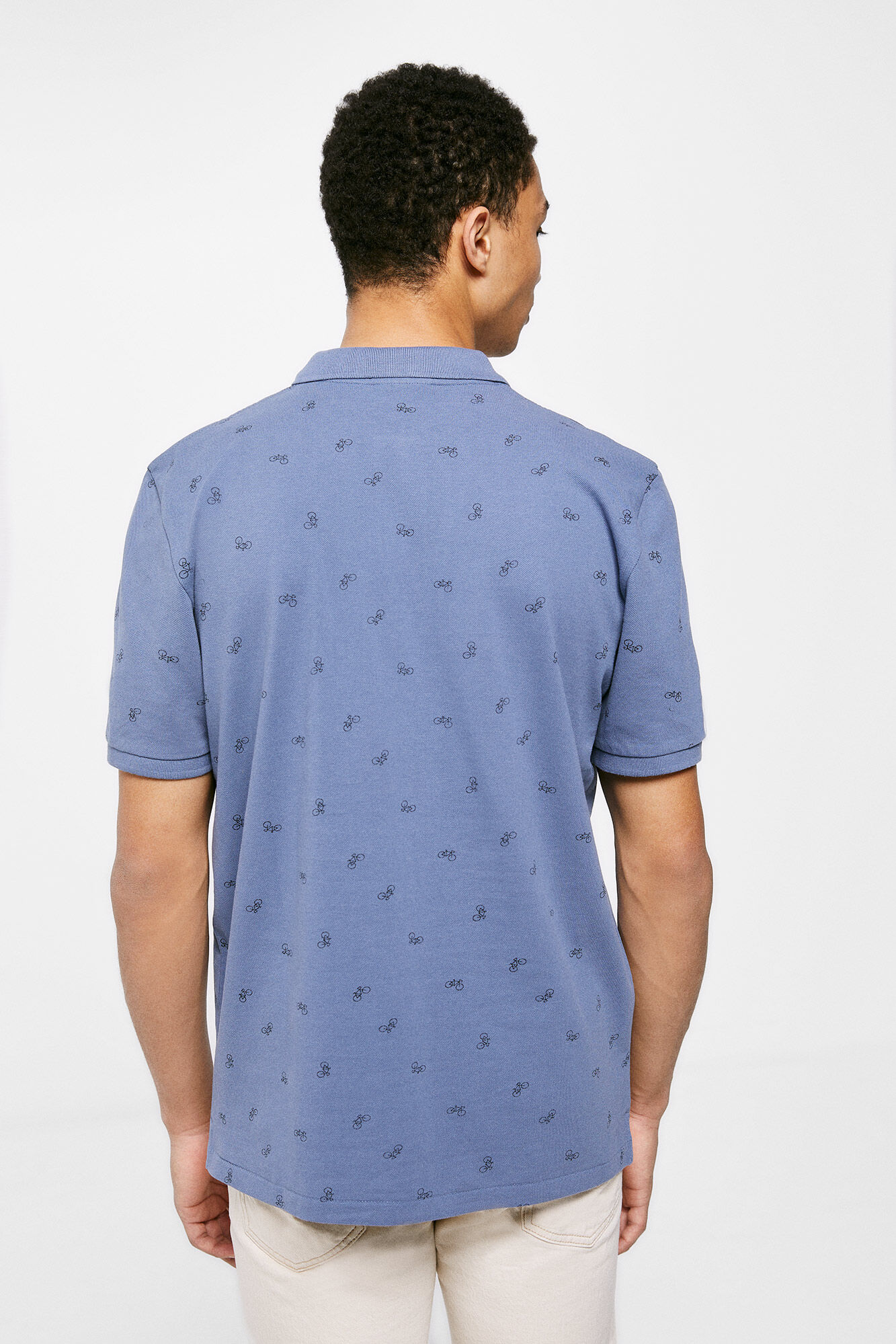 Camisa polo com estampa total - azul médio