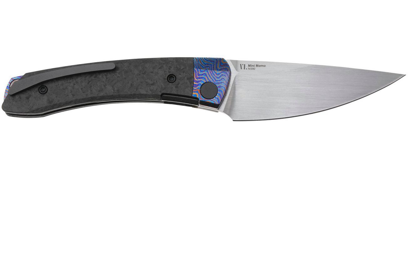 Kizer Mini Momo KI3663A4 Satin Böhler M390, Timascus Marble Carbon Fiber, zakmes, Vladimir Legachev design