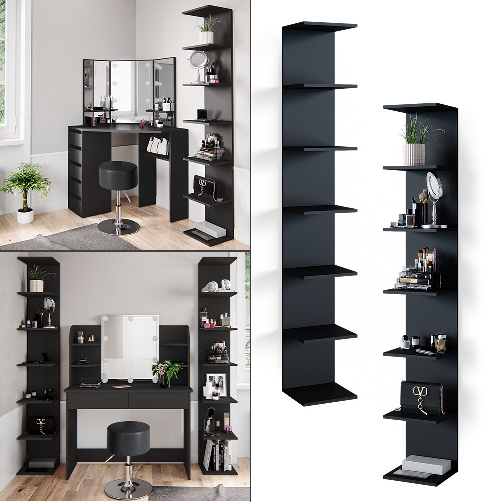 Vicco Wandregal Standregal Bücherregal Paolo 2er Set Schwarz 7 Ablagen Schminktisch