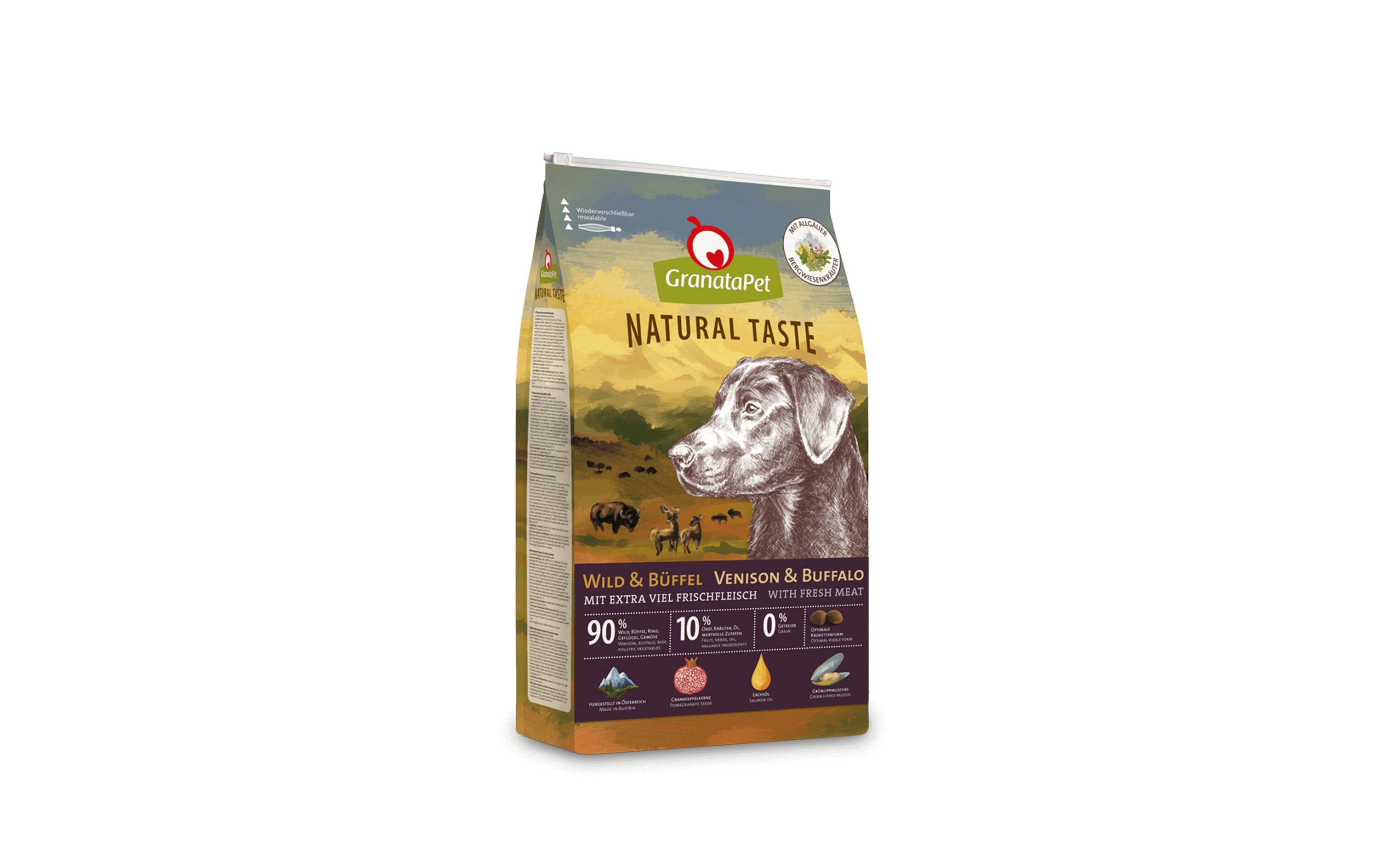 Trockenfutter Natural Taste Wild & Büffel 12 kgAlleinfuttermittel für ausgewachsene Hunde