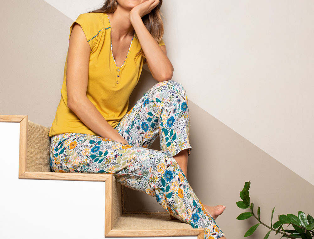 Pyjama femme-Fleurs de Tiaré
